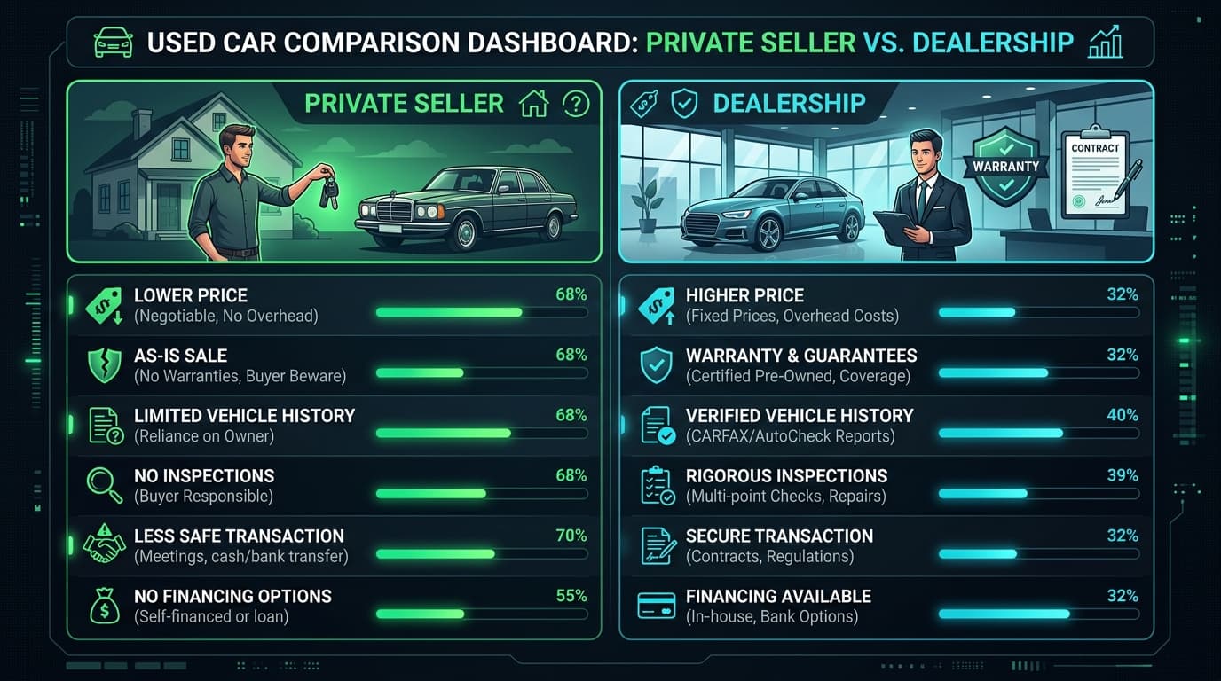 Buying a Car Privately vs. from a Dealership: Used Car Comparison